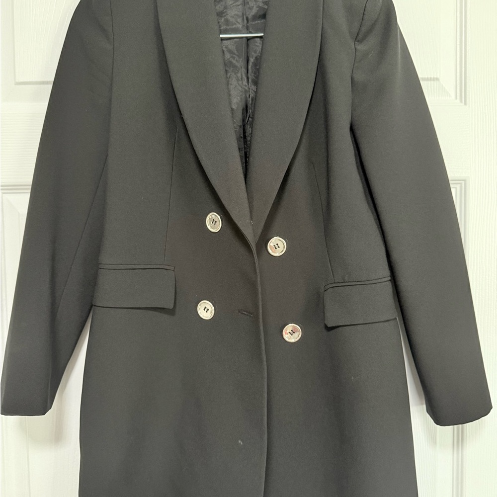 Zara Black Double-Breasted Pea Coat